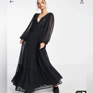 ASOS DESIGN crochet and leather look patchwork detail maxi dress 2